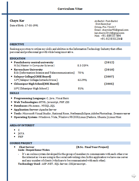 Post science resume